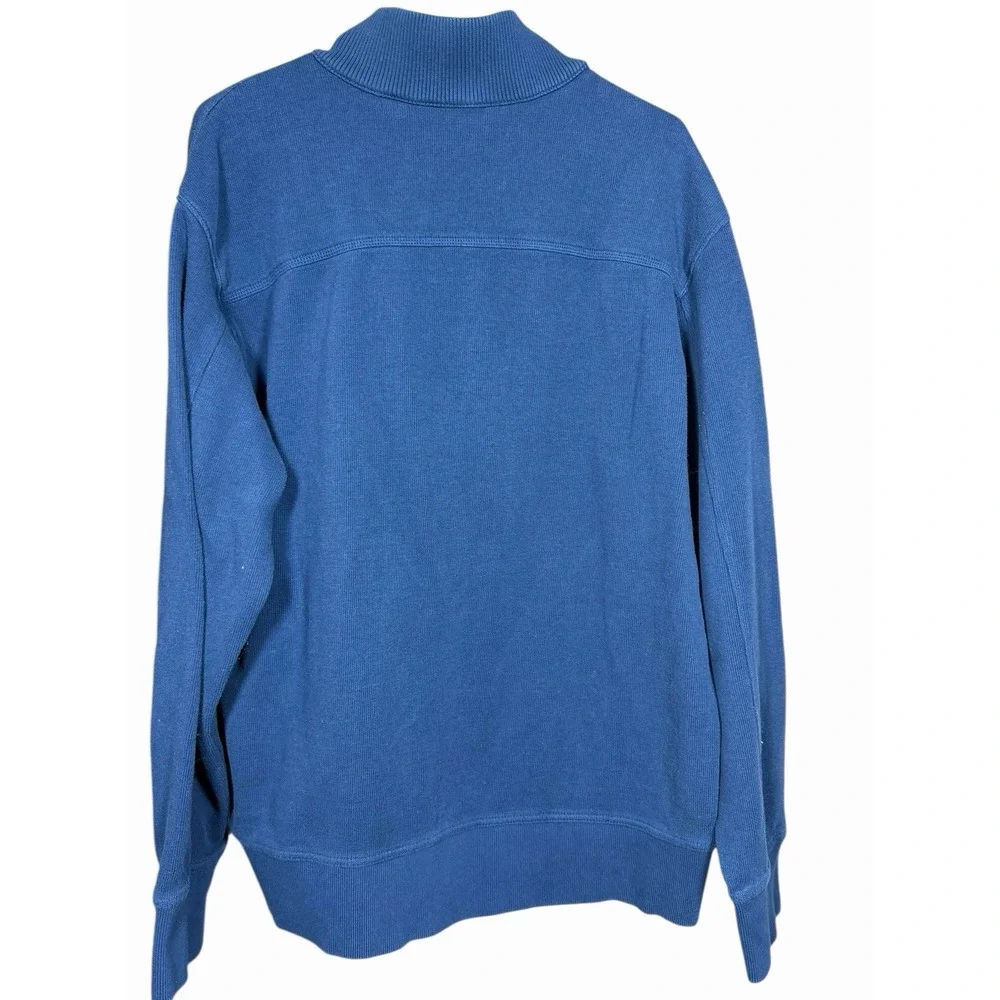 Eddie Bauer Men's XL Mock Neck Henley Sweatshirt Blue 100% Cotton Long‎ Sleeve